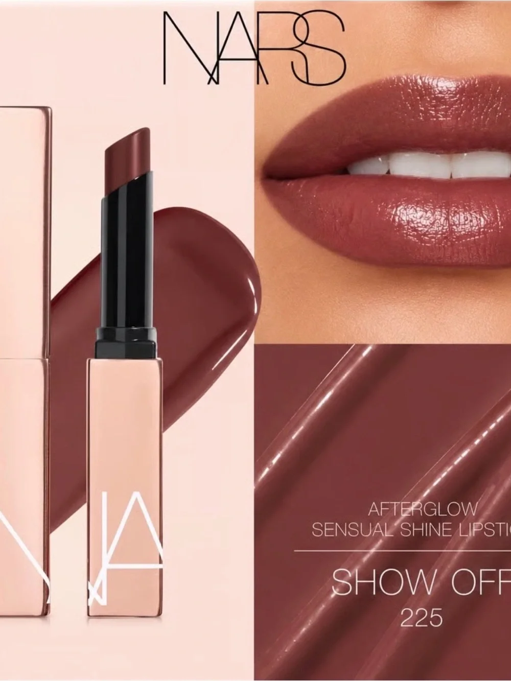 NARS Bestseller Show Off 225 (Mahogany)Afterglow Sensual Shine Lipstick, NEW $36
